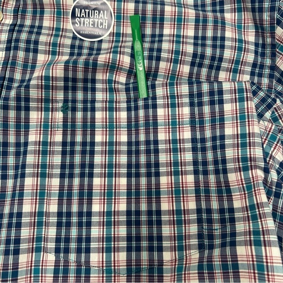 Izod Men's 3XL Tall Blue and Teal Plaid Button Up Natural Stretch Shirt NWT - Picture 11 of 13